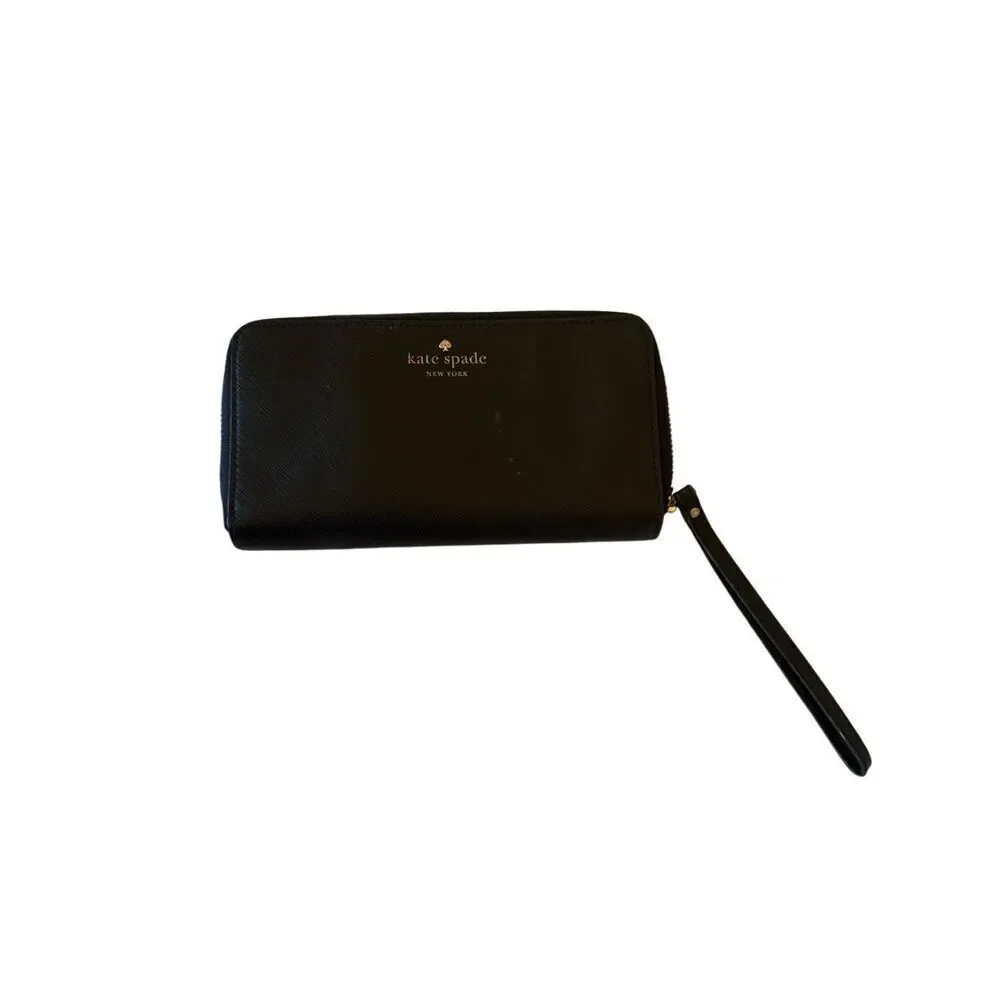 Kate Spade Womens Black Zip-Around Cardholders Wristlet Wallet